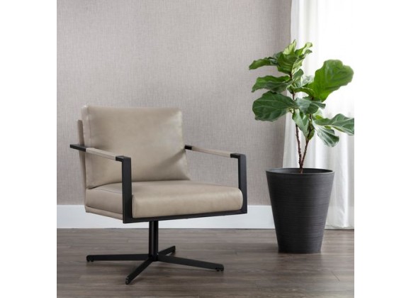 Sunpan Randy Swivel Lounge Chair Alpine Beige Leather - Lifestyle