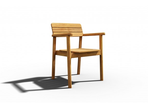 Hi Teak Furniture Riva Teak Outdoor Dining Stackable Armchair - Angled