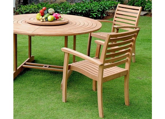 Hi Teak Furniture Ambre Teak Outdoor Stacking Armchair (Set of 4) - Lifestyle