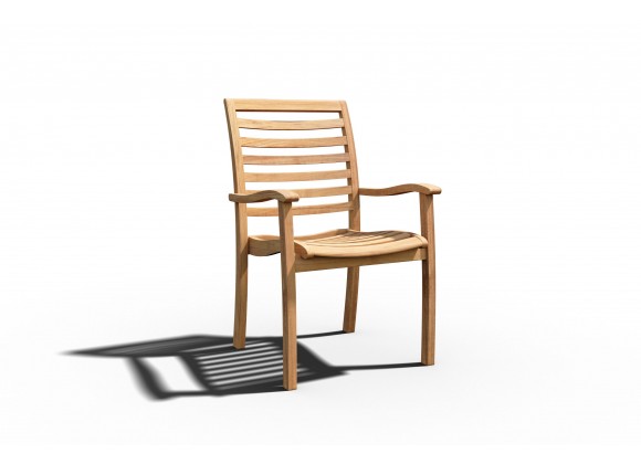  Hi Teak Furniture Mathieu Outdoor Teak Dining Stacking Armchair (Set of 4) - Angled