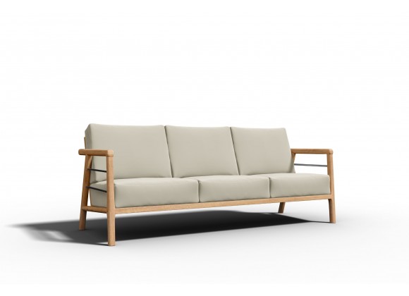 Hi Teak Furniture Daniele Sofa with Sunbrella Canvas Cushion - Angled