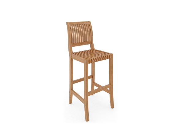 Hi Teak Furniture Clement Teak Outdoor Bar Chair - Angled