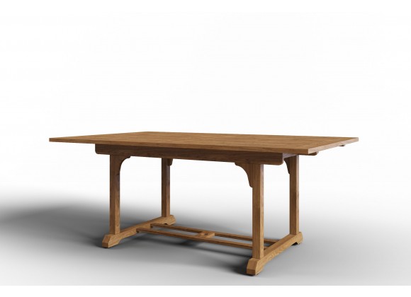 Hi Teak Furniture Belmont Rectangular Teak Outdoor Dining Table with Built-In Extension - Angled 