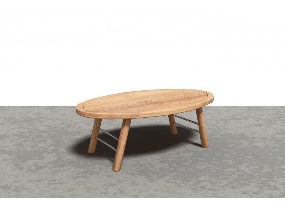 Hi Teak Furniture Daniele Outdoor Teak Oval Coffee Table - Angled
