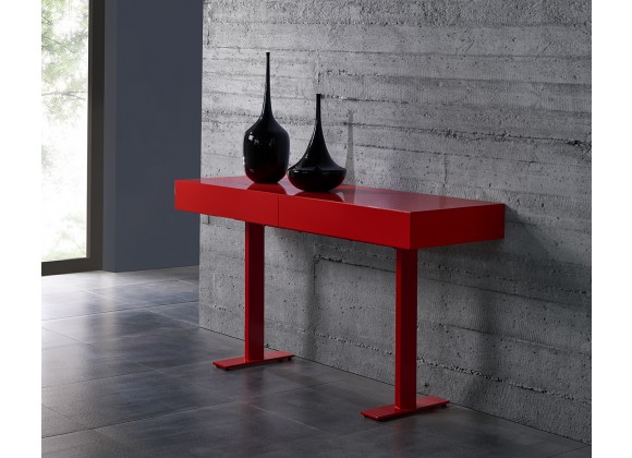 Whiteline Modern Living Liam Console In High Gloss Red With 2 Drawers - Lifestyle