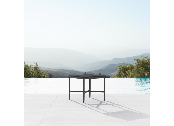 Azzurro Living Corsica Side Table in Matte Charcoal Aluminum - Lifestyle