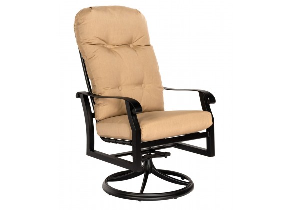 Woodard Cortland Cushion High Back Swivel Rocking Dining Arm Chair - Angled