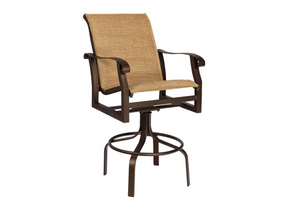 Woodard Cortland Padded Sling Swivel Bar Stool