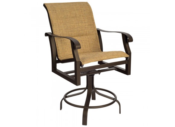 Woodard Cortland Padded Sling Swivel Counter Stool - Angled