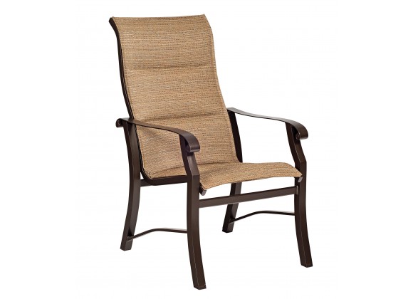 Woodard Cortland Padded Sling High-Back Dining Armchair - Angled