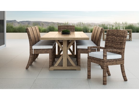 Havana Armless Dining Chair in Canvas Flax w/ Self Welt - Lifestyle