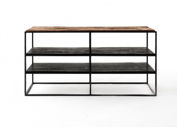 Nova Solo Rustica TV Stand Open Shelving - 112cm - Front Angle