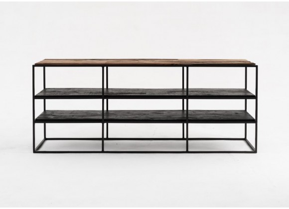 Nova Solo Rustica TV Stand Open Shelving - 140cm - Front Angle