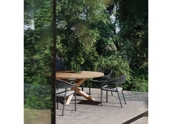 Azzurro Living Crete Stackable Dining Chair With Graphite Cushion - Lifestyle with Dining Set