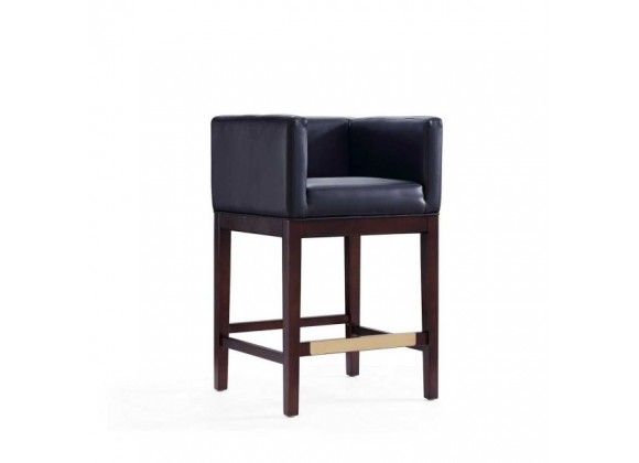 Manhattan Comfort Kingsley 34 in. Grey and Dark Walnut Beech Wood Counter Height Bar Stool