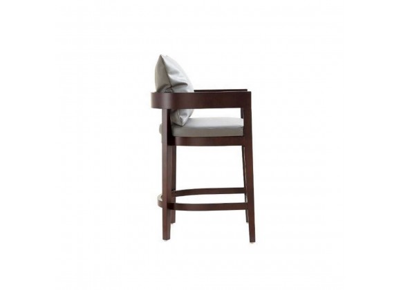 Manhattan Comfort Ritz 34 in. Grey and Dark Walnut Beech Wood Counter Height Bar Stool Side