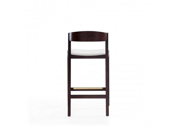 Manhattan Comfort Klismos 36.75 in. Ivory and Dark Walnut Beech Wood Counter Height Bar Stool Back