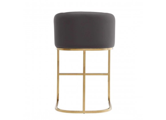 Manhattan Comfort Louvre 36 in. Grey and Titanium Gold Stainless Steel Counter Height Bar Stool Back