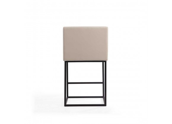 Manhattan Comfort Ambassador 38 in. Cream and Black Metal Counter Height Bar Stool Back