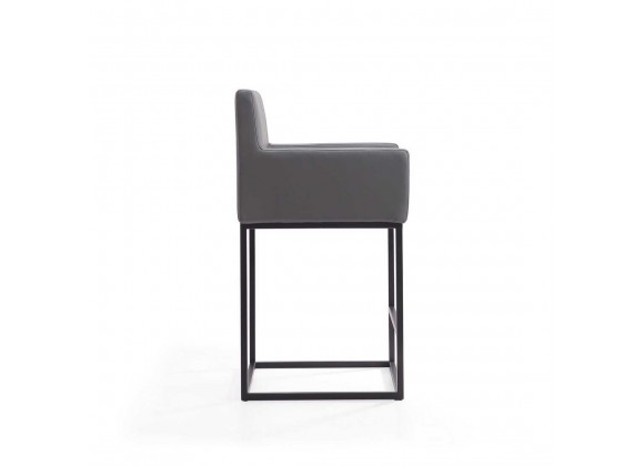 Manhattan Comfort Ambassador 38 in. Grey and Black Metal Counter Height Bar Stool Side