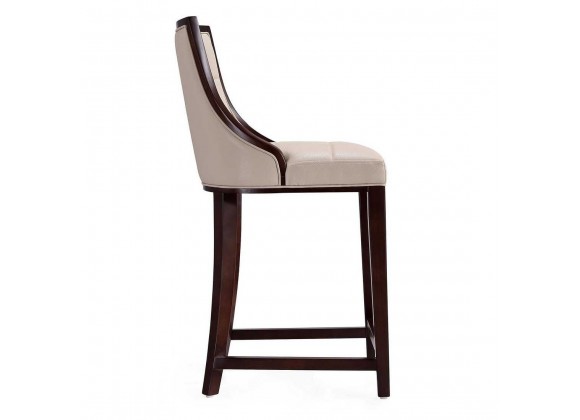 Manhattan Comfort Fifth Ave 39.5 in. Cream and Dark Walnut Beech Wood Counter Height Bar Stool Side
