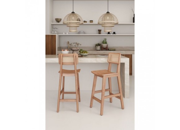 Manhattan Comfort Versailles Counter Stool in Nature Cane