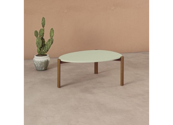 Manhattan Comfort Mid-Century Modern Gales Coffee Table with Solid Wood Legs in Pistachio Green