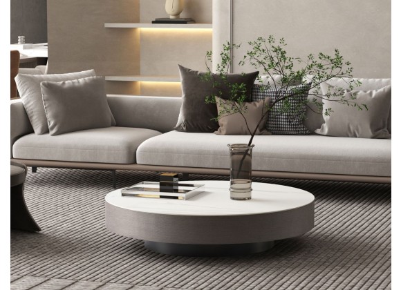 Whiteline Modern Living Cory Coffee Table With White Ceramic Top And Frame - Lifestyle