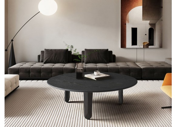 Whiteline Modern Living Luna Coffee Table In Oak Veneer Top Ans Solid Birch Base - Lifestyle
