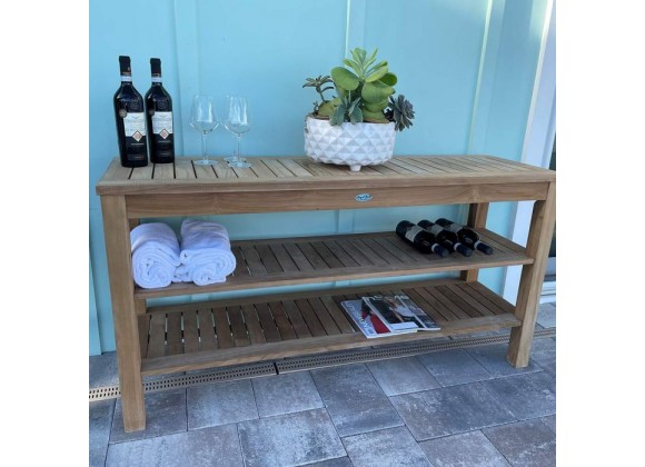 Royal Teak Console Table With Two Shelves