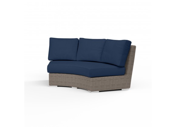 Coronado Curved Loveseat in Spectrum Indigo w/ Self Welt - Front Side Angle
