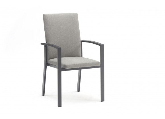 Whiteline Modern Living Doris Outdoor Dining Armchair In Aluminum Frame And Powdercoating Finish In Matte Dark Grey