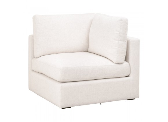 Essentials For Living Daley Modular Corner Chair - Performance Textured Cream Linen, Espresso - Front Side Angle