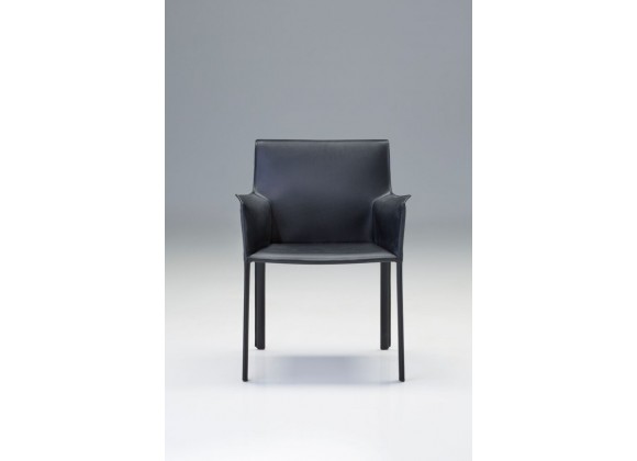 Fleur Arm Chair Black Full Leather Wrap - Front
