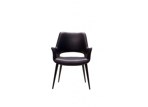 Stratford Arm Chair Black Leatherette with Black Metal Frame