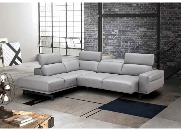 J&M Furniture Davenport Light Grey Leather Sectional