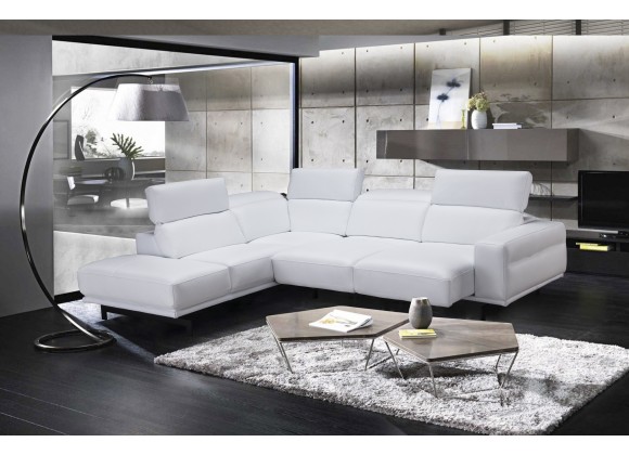 J&M Furniture Davenport Snow White Leather Sectional