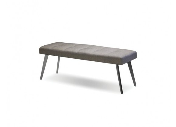 Brock Bench Light Grey Fabric with Brushed Stainless Steel  - Angled