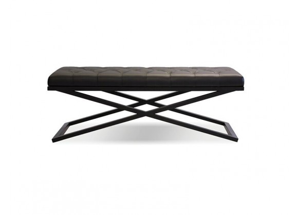 Crosstown Large Bench Black Leatherette with Matte Black Powder Coated Steel