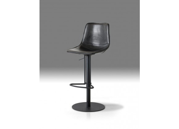 Beny Hydraulic Bar Stool Black Leatherette with Black Powder Coated Steel