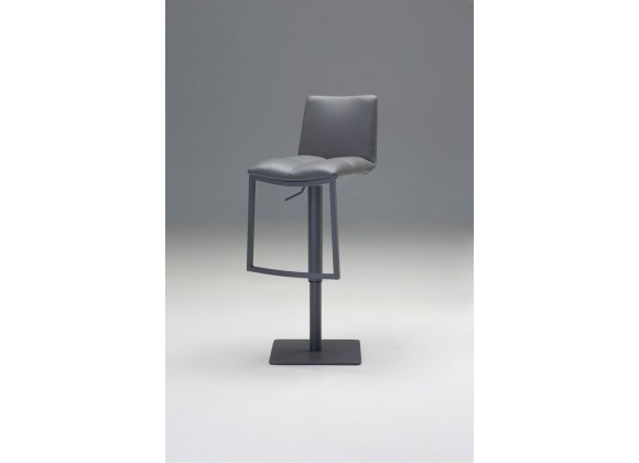 Dove Hydraulic Bar Stool Grey Leatherette with Brushed Stainless Steel - Angled View