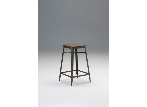 Gage Bar Stool Bamboo Wood Seat with Bronze Powder Coated Steel Set of 4