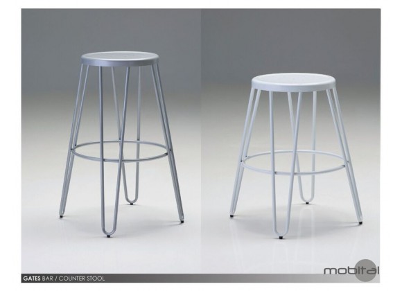 Gates Bar Stool Perforated White Powder Coated Steel Set of 4