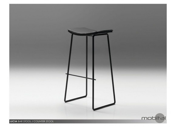 Lucia Bar Stool Leather with Polished Stainless Steel