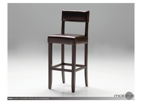 Pina Bar Stool Brown Leather with Wenge Solid Wood