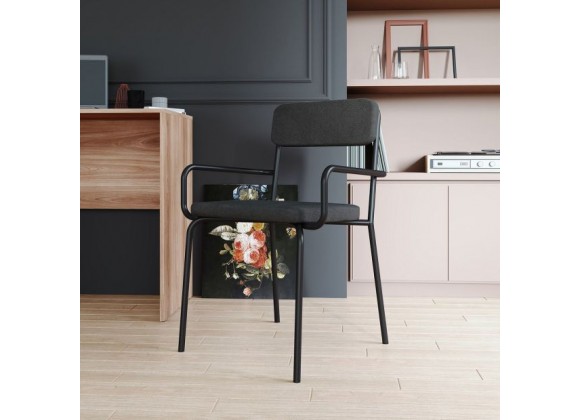 Manhattan Comfort Whythe PU Leather Dining Chair in Black