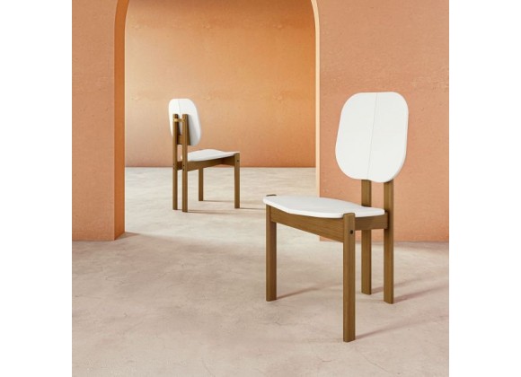 Manhattan Comfort Mid-Century Modern Gales Dining Chair with Solid Wood Legs - Set of 2 White