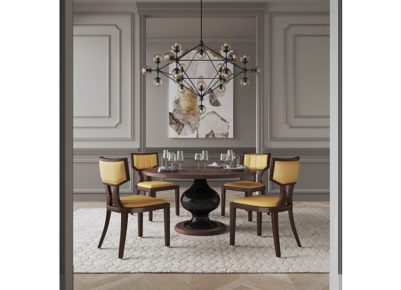 Manhattan Comfort Pulitzer Camel and Walnut Faux Leather Dining Chair (Set of Two)