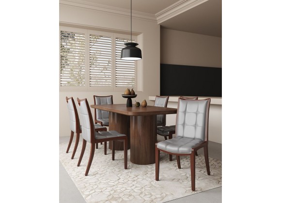 Manhattan Comfort Executor Silver and Walnut Faux Leather Dining Chairs (Set of Two)