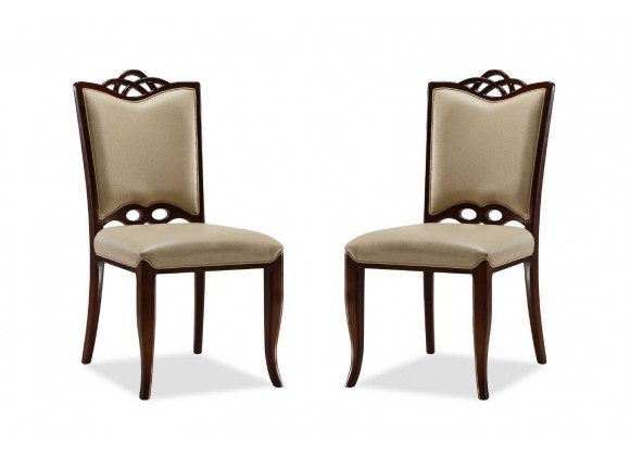 Manhattan Comfort Regent Cream and Walnut Faux Leather Dining Chair (Set of Two)